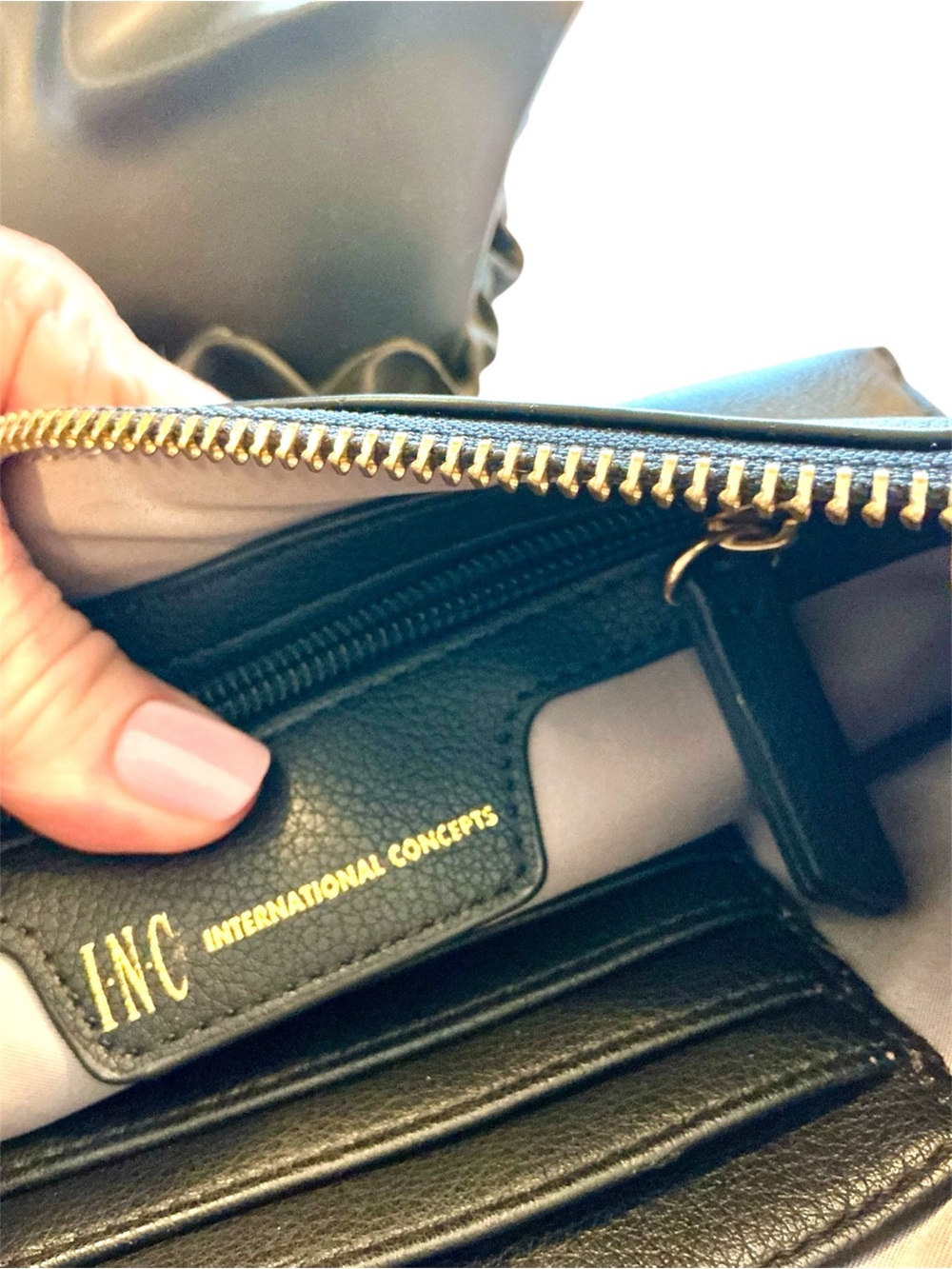 INC International Concepts Black Molyy Party Pouch Wristlet with Tassel Acccents - Picture 3 of 5